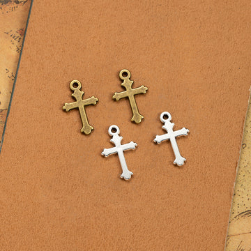 Simple Cross Metal Charm Pendants in Three Finishes