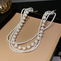 Multi-Strand White Pearl Necklace Gold Spacers Single Style view 6