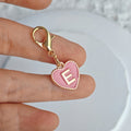 Pink Enamel Heart Letter Charms A-Z With Gold Lobster Clasp Pendant view 10