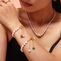 Freshwater Pearl Bracelet With Stone Accent OT Clasp view 3