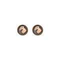 Miniature Floral Scene Round Gold Tone Stud Earrings view 5