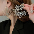 Openwork Flower Statement Stud Earrings in Two Tones view 3