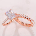 Rose Gold Tone Rectangular Stone and Baguette Band Ring Set view 4