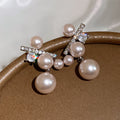 Faux Pearl and Crystal Branch Drop Earrings with Crystal Accents view 6