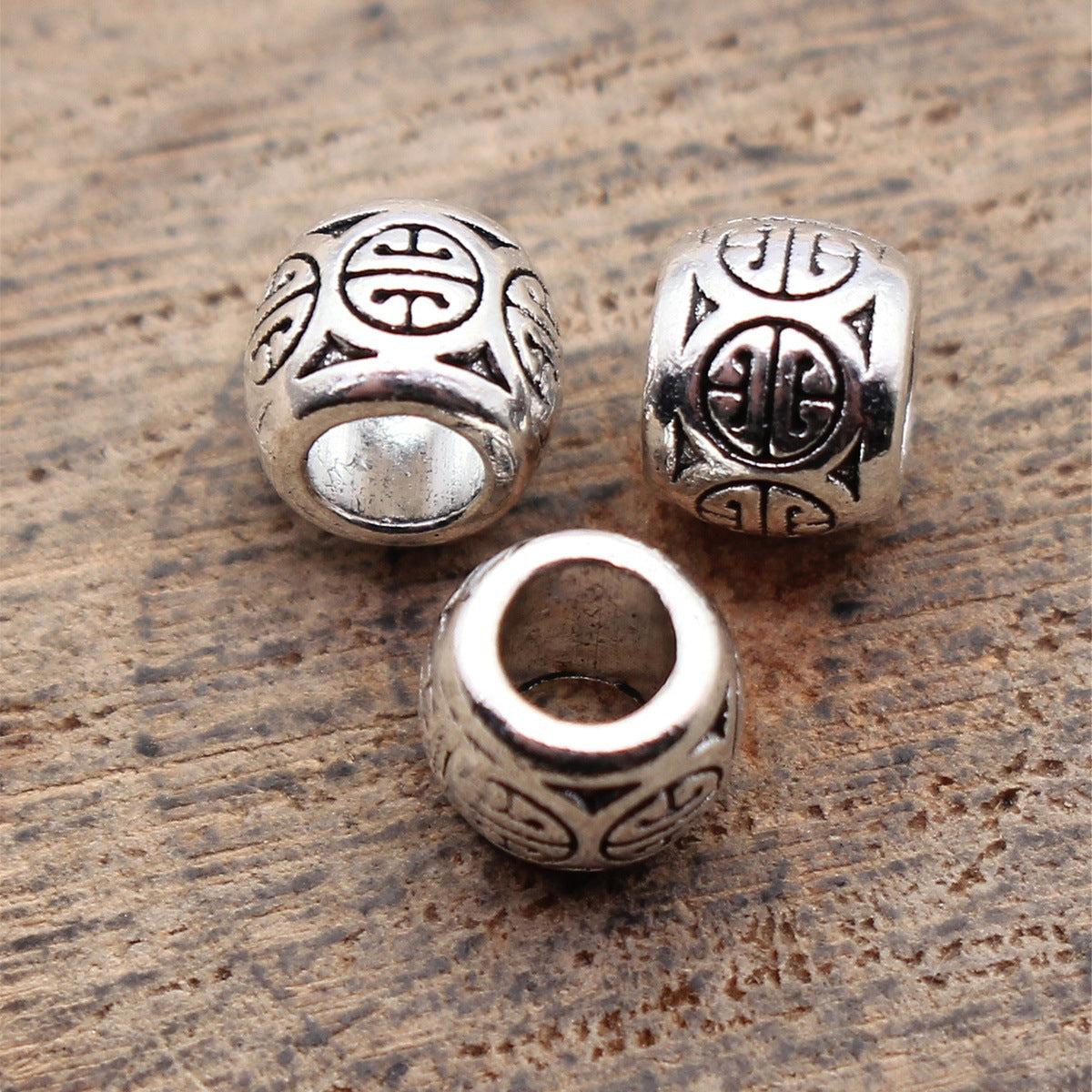 6.1x6.1x5mm 0.48g Multicolor Zinc Alloy Chinese Coin Symbol Large Hole Spacer Beads for Bracelet DIY Jewelry