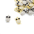 Black Eye Rhinestone Owl Pendant Charms in Two Finishes view 5