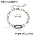 Stainless Paperclip Chain Necklace Bracelet Pave Oval Zircon view 8