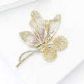 Pavé Butterfly Dandelion Brooch Multicolor Or Gold Rhinestone view 4