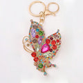 Rhinestone Butterfly Keychain Gold Clasp Multicolor Blue Pink view 5