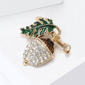 Acorn And Oak Leaf Brooch A Crystal-Covered Acorn Crystal Accent Pin view 3