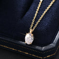 Oval Clear Stone Solitaire Pendant Necklace Three Metal Tones view 3