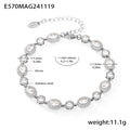 Starry Oval Halo Zircon Chain Bracelets Gold Steel view 8