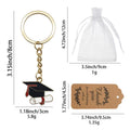 Enamel Graduation Cap Diploma Keychain Gold Ring Chain view 2