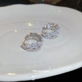 Silver Tone Crystal Wheat Wreath Huggie Hoop Earrings view 4