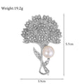 Flower Crystal Metal Brooch Pin 5.7 x 3.9 cm for Jackets and Lapels view 2