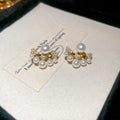 Gold Crystal Heart Pearl Stud Earrings Decorative Jewelry Design view 6
