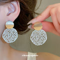 Openwork Heart and Round Drop Earrings in Silver Tone view 3