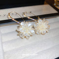 Flower Cluster and Pearl Hook Drop Earrings Fashion Jewelry view 4