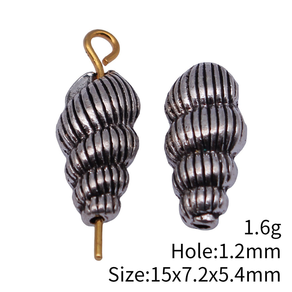 15x7.2x5.4mm 1.6g Antique Silver Zinc Alloy Shell Loose Metal Conch Beads for Bracelet Necklace DIY Jewelry Making