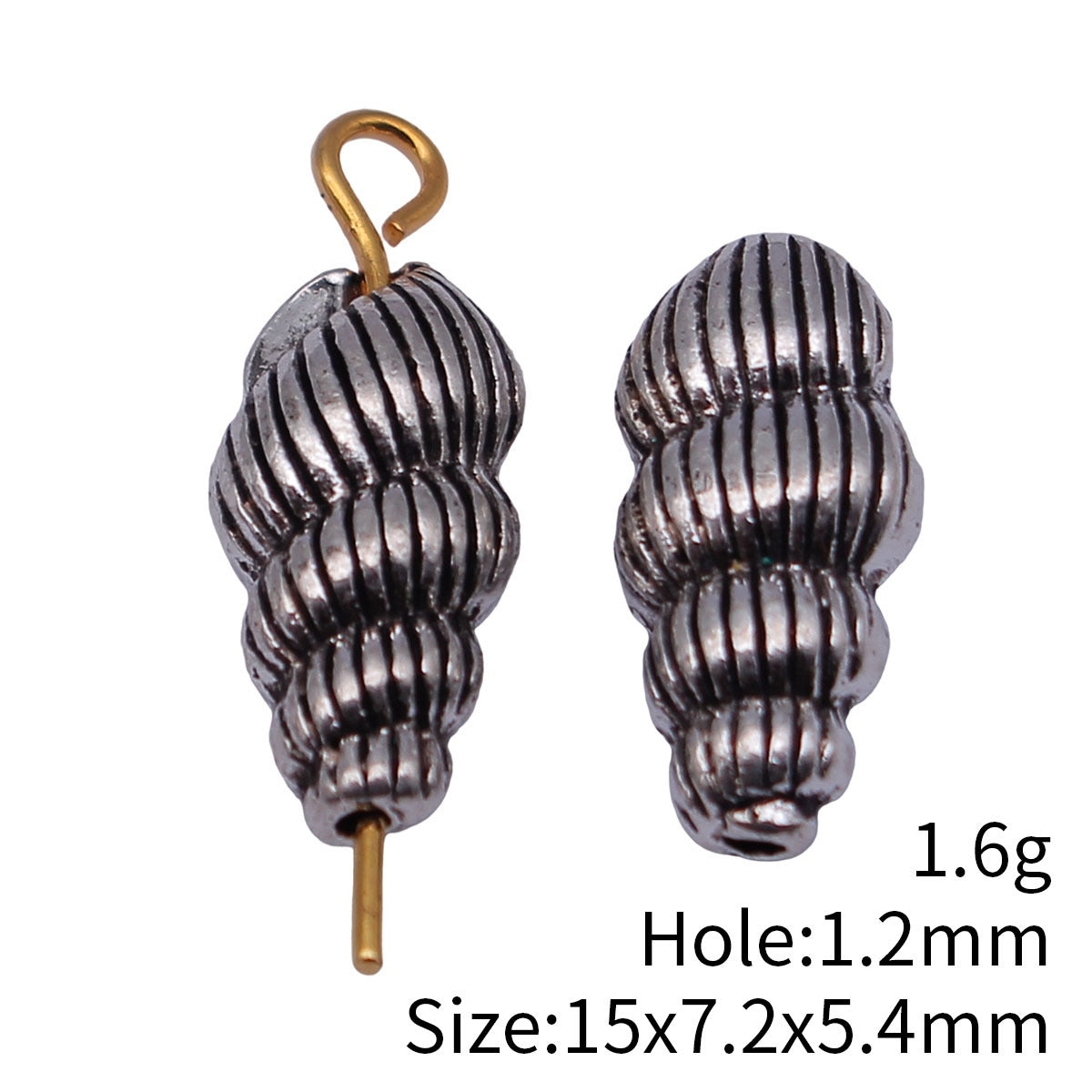 15x7.2x5.4mm 1.6g Antique Silver Zinc Alloy Shell Loose Metal Conch Beads for Bracelet Necklace DIY Jewelry Making