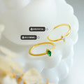 Gold Thin Band Marquise Zircon Ring Clear Or Green Stone view 2