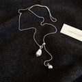 Silver Tone Pod and Faux Pearl Drop Chain Necklace view 6
