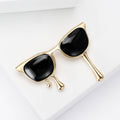 Black Sunglasses Brooch with Gold and Silver Drips view 3