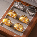 Wide Dome Crystal Pave Statement Ring Gold Steel Tone Band view 2