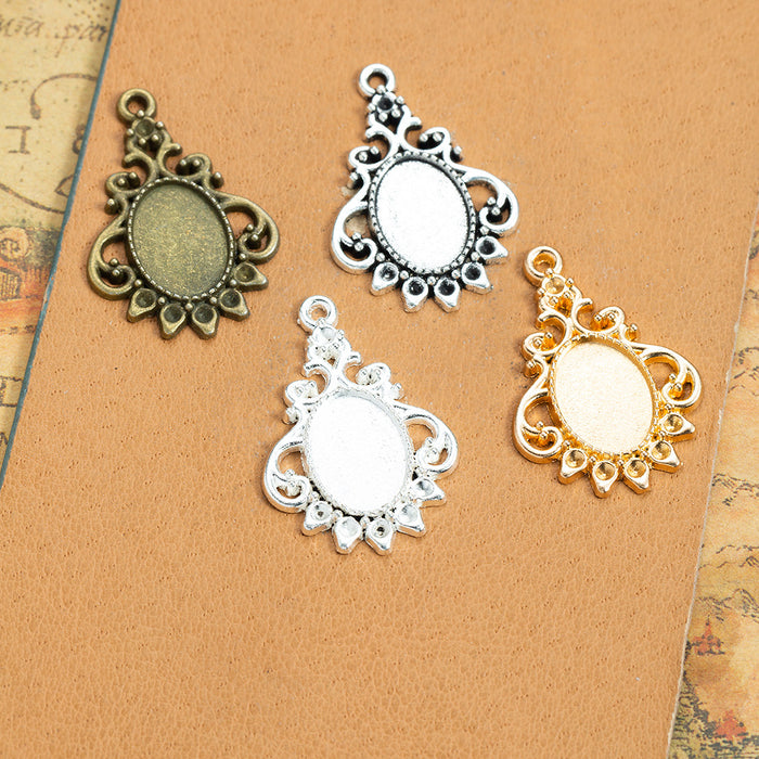 Bottle Shaped Oval Cabochon Pendant Trays in Four Finishes