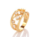 Gold Tone Layered Wave Ring with Scattered Clear Crystals view 3