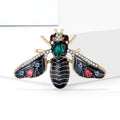 Jeweled Bee Metal Brooch with Black Enamel Bee with Multicolor Stones and Gold-tone Trim view 2