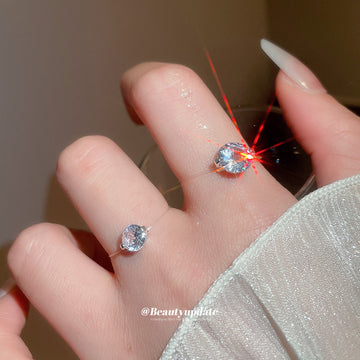 Clear Round Crystal Transparent Band Floating Finger Ring