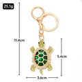 Rhinestone Turtle Keychain Gold Metal Crystal Shell Charm view 2