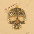 Large Floral Engraved Skull Metal Charm in Eight Finishes view 10