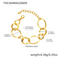 Gold Irregular Oval Circle Link Necklace Bracelet Earrings view 7