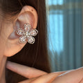 Crystal Petal Flower Clip-On Earrings Statement Jewelry view 6