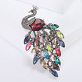 Large Cascading Crystal Peacock Brooch in Three Colors view 7