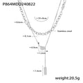 Layered Chain Necklace Bean Pendant Bar Drop Gold Steel Metal view 6