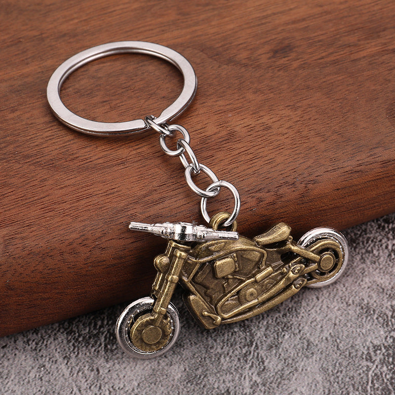 Moving Motorcycle Wheel Zinc Alloy Keychain Pendant Gift Accessory