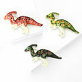 Enamel Parasaurolophus Dinosaur Brooch Spotted Crest Body view 2