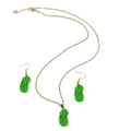 Green Pickle Earrings, Necklace and Coordinated Jewelry Set view 5