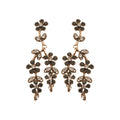 Gray Crystal Branch Chandelier Earrings With Floral Drops view 5