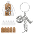 Silver Cowboy Boot Horseshoe Longhorn Western Keychain view 1