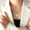 OT Toggle Square Tag Pendant Necklace Triangle Stone Accent view 3