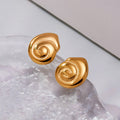 Spiral Shell Stud Earrings in Polished Gold and Silver Tone view 3