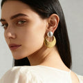 Hammered Crescent Drop Earrings in Gold Silver and Mixed Metal Finishes view 3