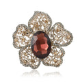 Openwork Five Petal Flower Brooch With Large Oval Crystal view 5