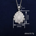 Silver Tone Floral Scalloped Clear CZ Pendant Necklace view 4