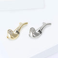 Crystal Studded Smoking Pipe Brooch in Two Metal Tones view 3