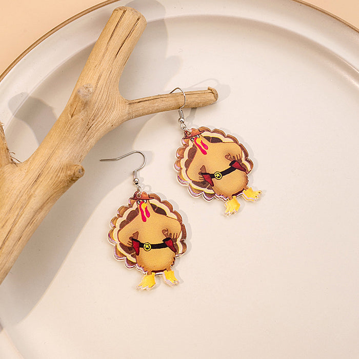 Seven Colorful Thanksgiving Turkey Novelty Hook Earrings